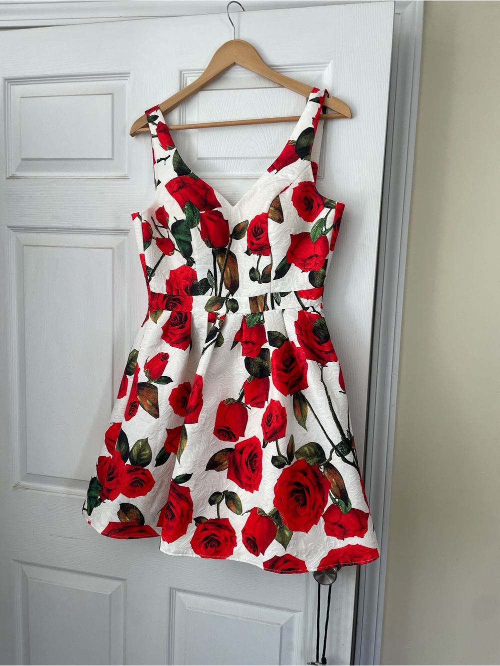 Chi Chi London White Dress with Red Rose Print